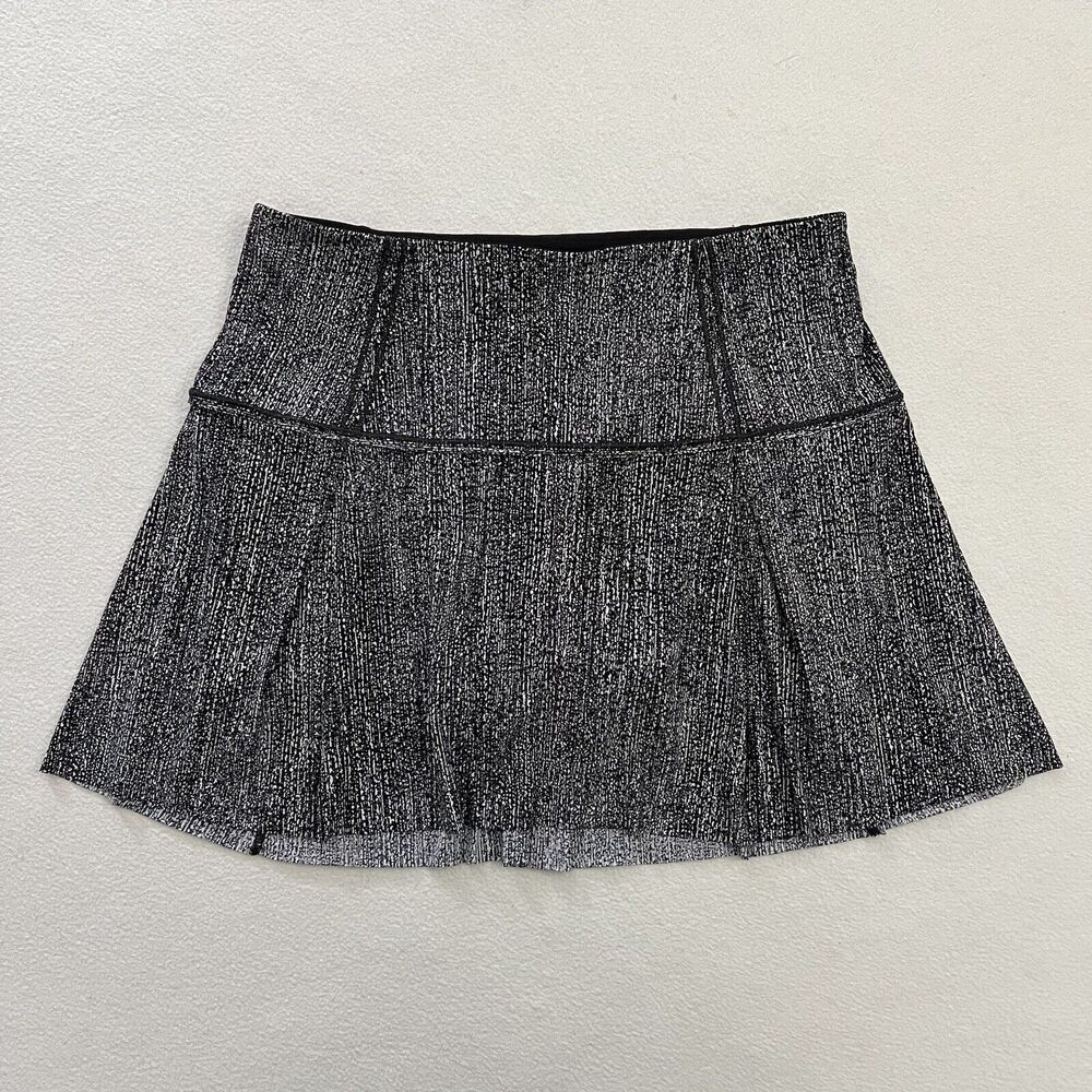 Lululemon Lost In Pace Skirt Women 15" Salt Alpine White Black Skort 6 Tall